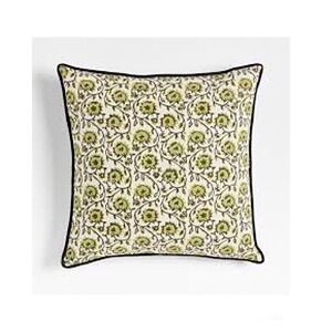 NWT Sonica Sarna Crate & Barrel Yellow Floral Block Print Pillow Sham Reversible